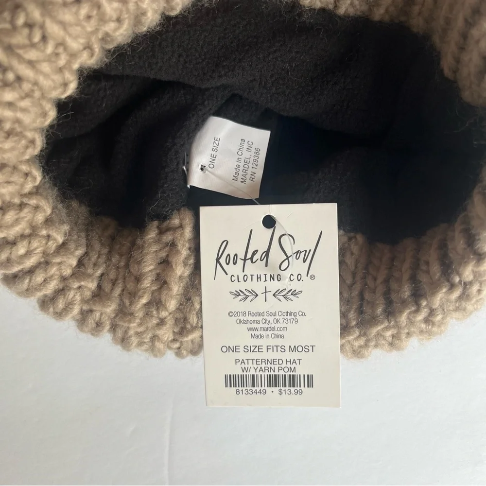 NWT Rooted Soul Neutral Knit Beanie OS